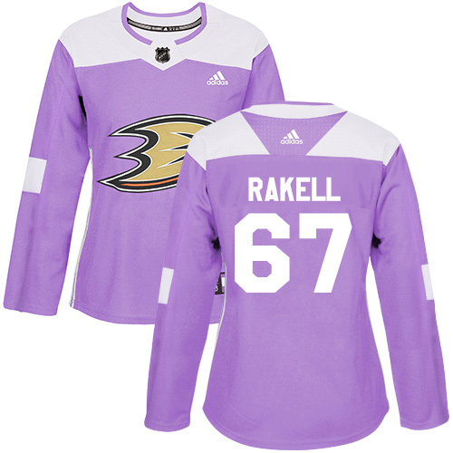 Adidas Ducks #67 Rickard Rakell Purple Authentic Fights Cancer Women's Stitched NHL Jersey - Click Image to Close